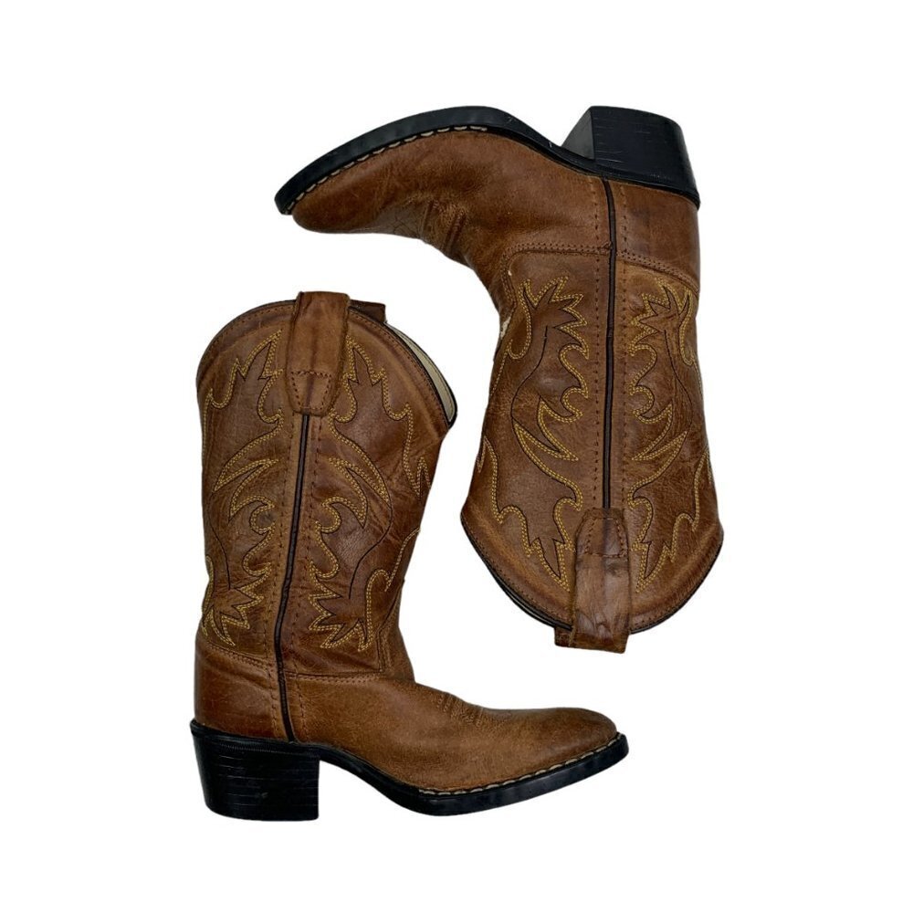 Old West Kids Boots Unisex-Child J Toe Western Boots Tan Canyon Size 9.5